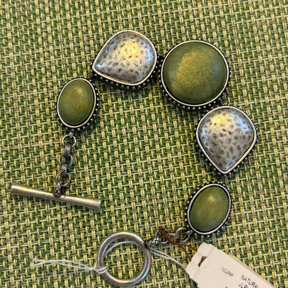 Lucky Brand Chunky Green and silver link Bracelet - Picture 11 of 11
